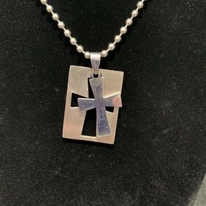 $5 add-on to any Bundle!!  
Metal cross cut-out pennant and chain